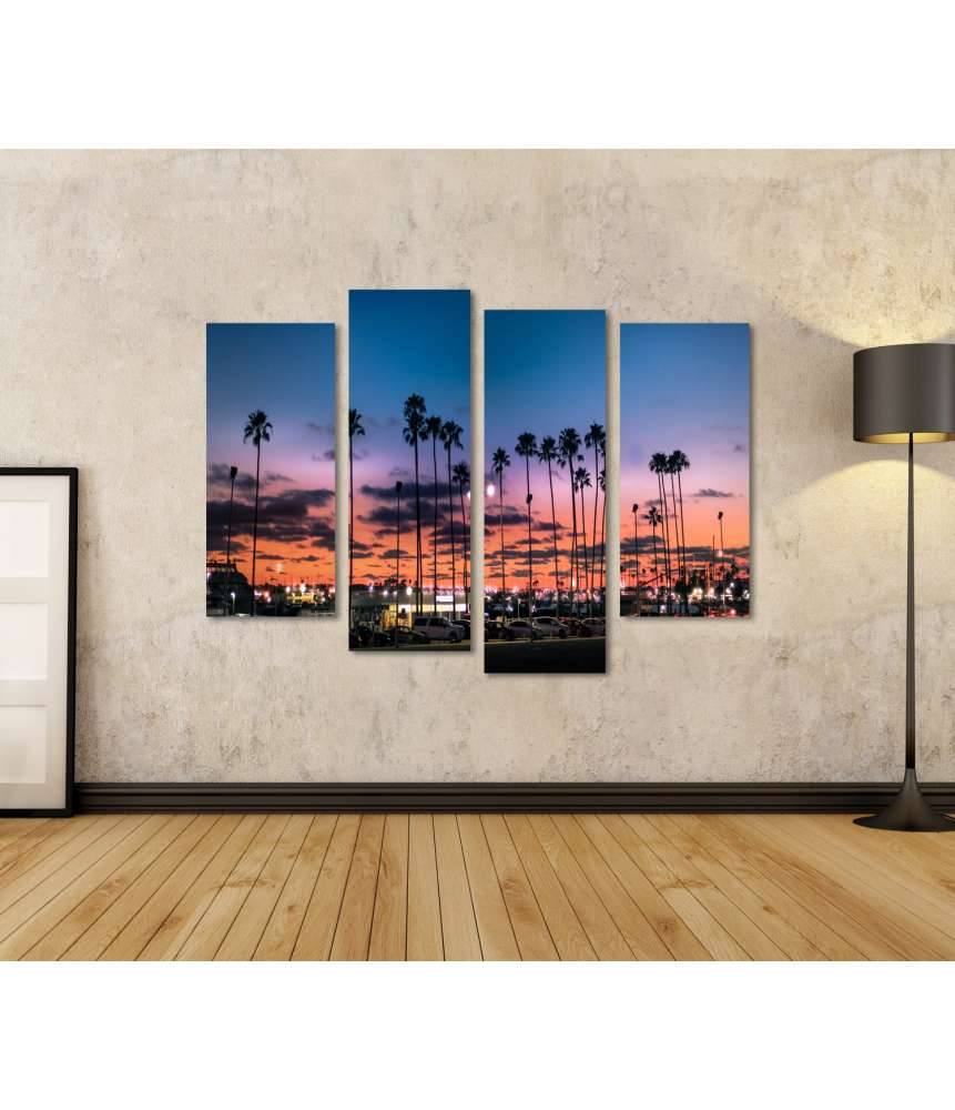Islandburner Bild auf Leinwand Atemberaubender Sonnenuntergang über Palmen in Tampa, Florida Discount Store für neue Produkte