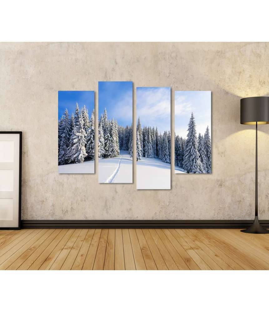 Islandburner Bild auf Leinwand Malerische Winterlandschaft mit prächtigen, schneebedeckten Bäumen Nur noch ein Tag übrig