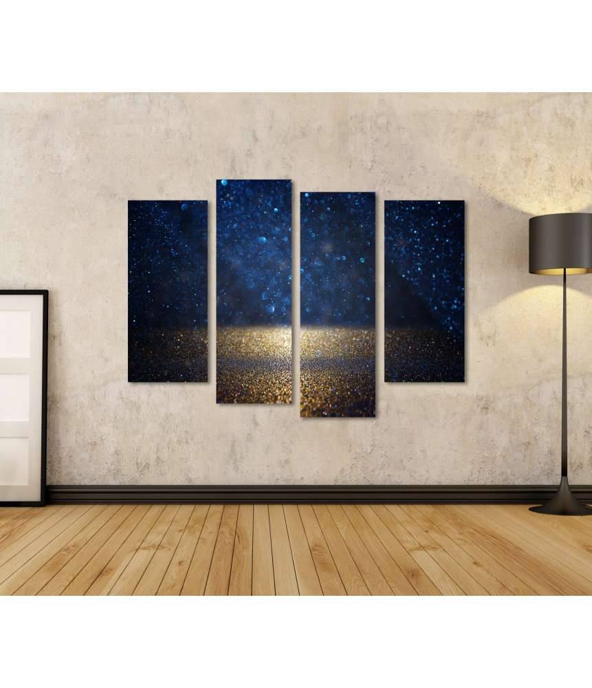 Islandburner Bild auf Leinwand Vintage Wandbild mit funkelnden Lichtern in Schwarz, Blau und Gold Super Rabatt