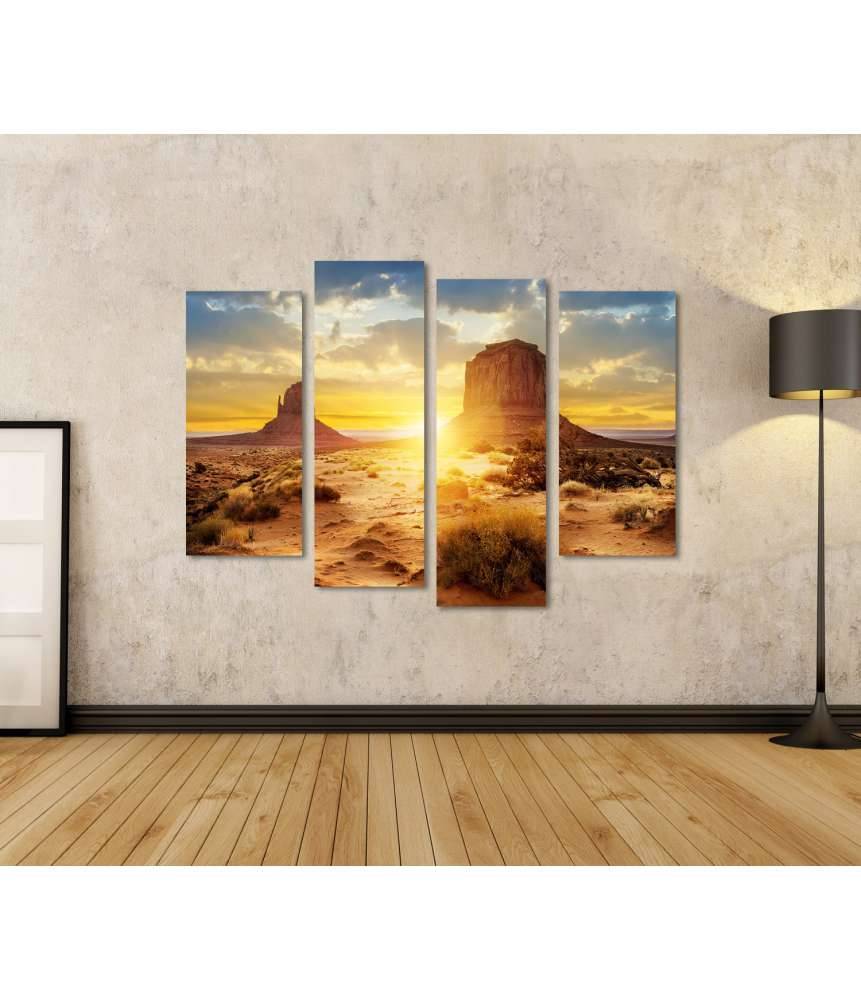 Islandburner Bild auf Leinwand Sonnenuntergang im Monument Valley mit Blick auf Three Sisters Canyon, USA Clearance-Verkauf