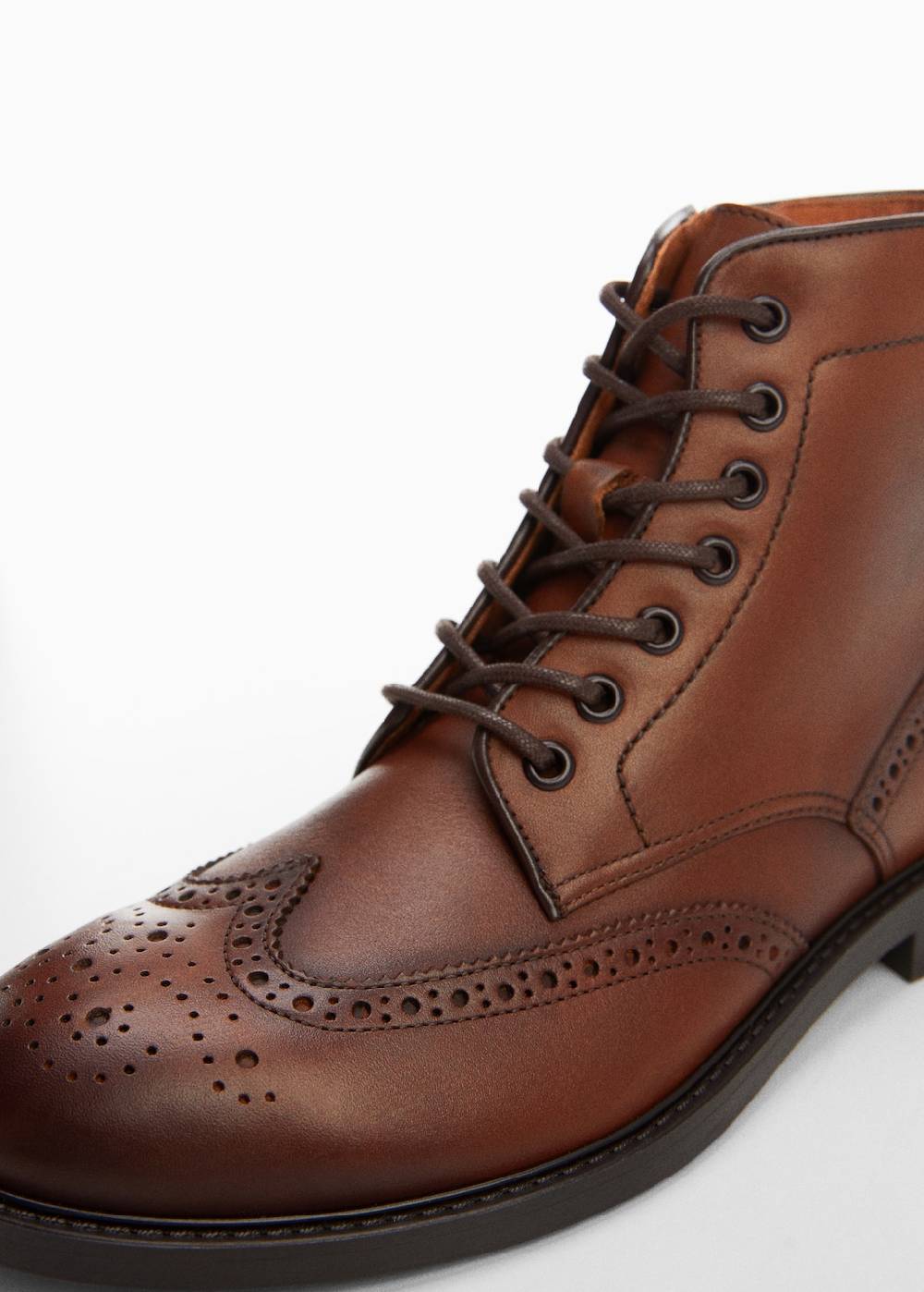 Mango Lederstiefelette mit Stanzdetails Günstig kaufen