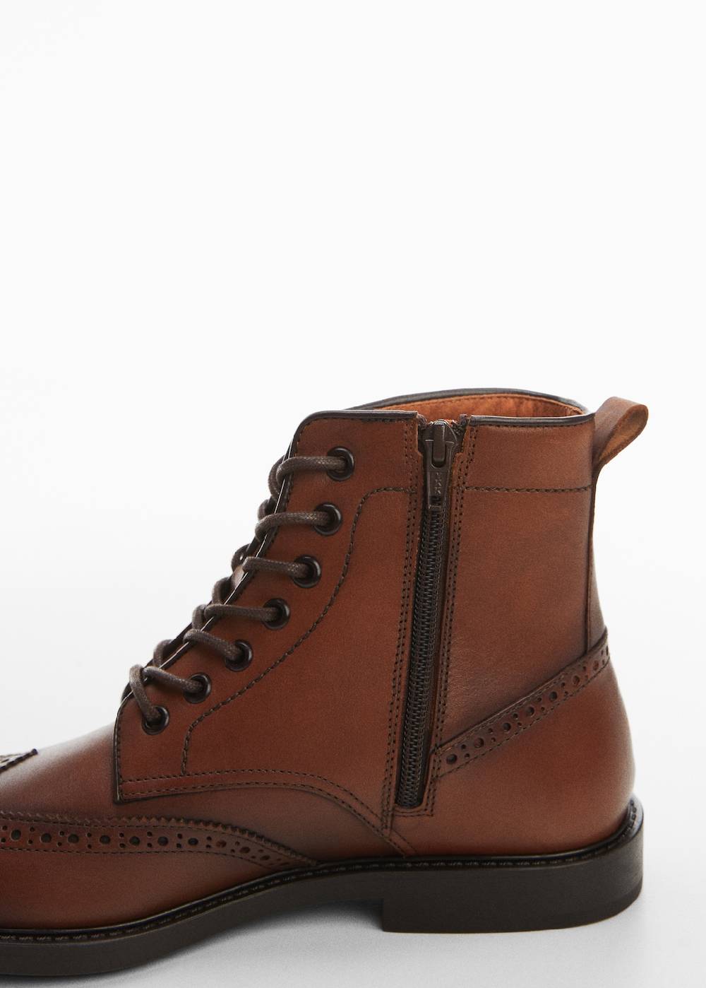 Mango Lederstiefelette mit Stanzdetails Günstig kaufen
