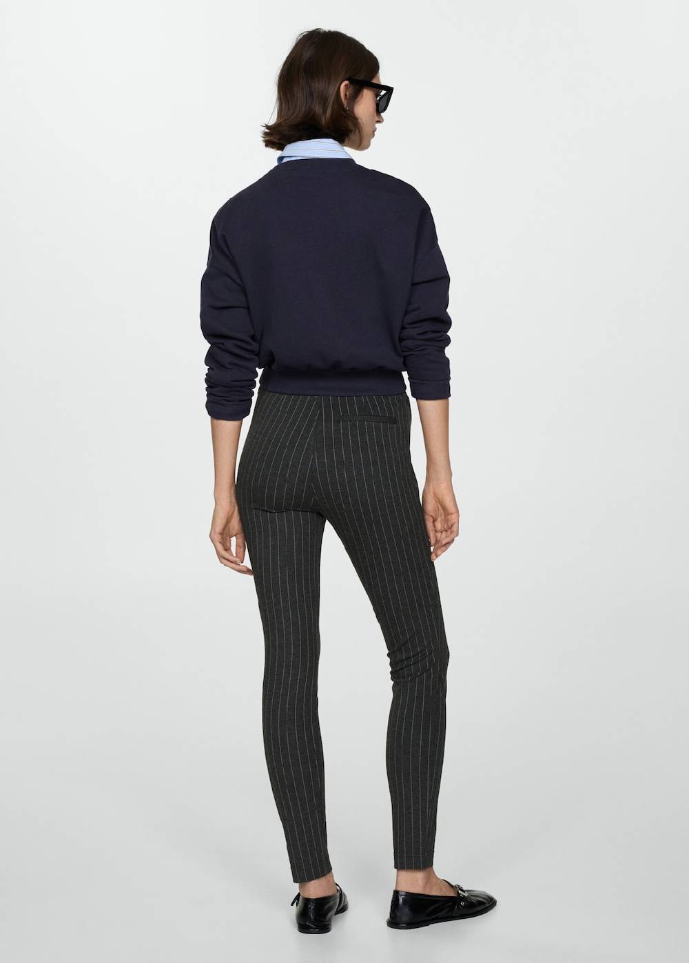 Mango Gestreifte Leggings mit hoher Bundhöhe Räumungsverkauf