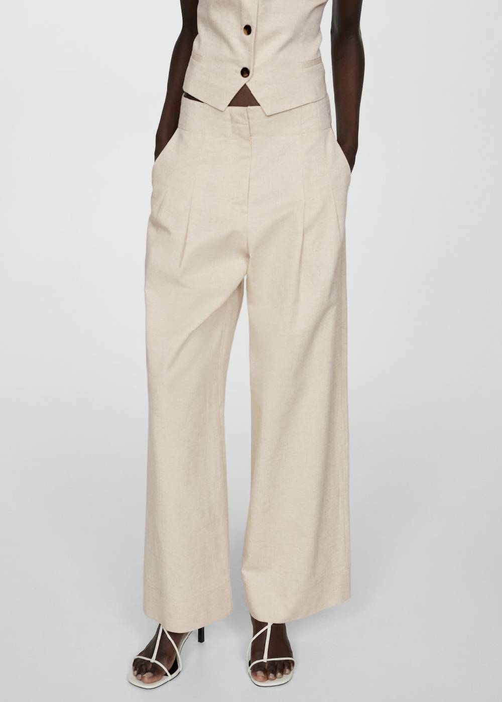 Mango Wideleg-Bundfaltenhose