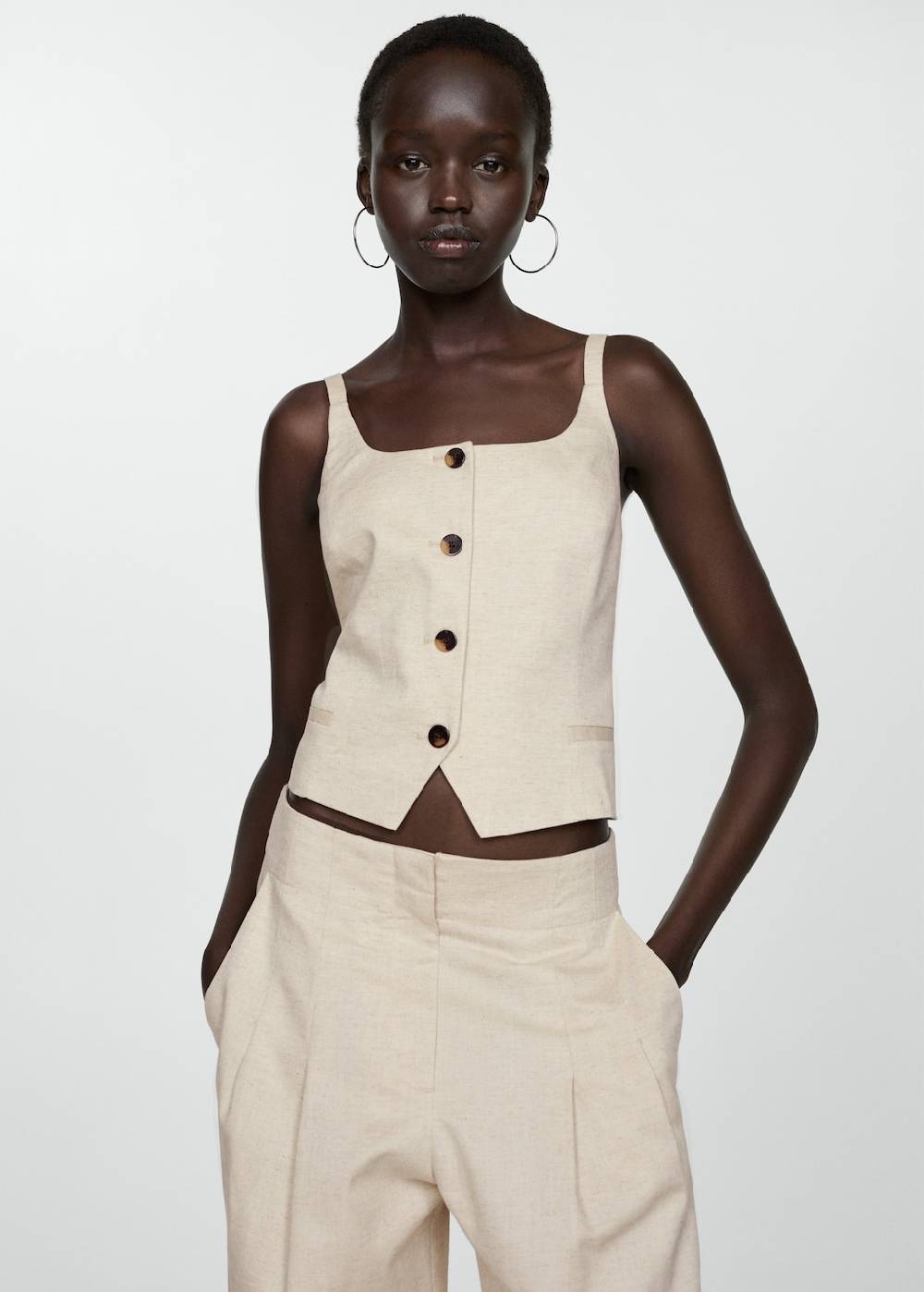 Mango Wideleg-Bundfaltenhose Black Friday Preise