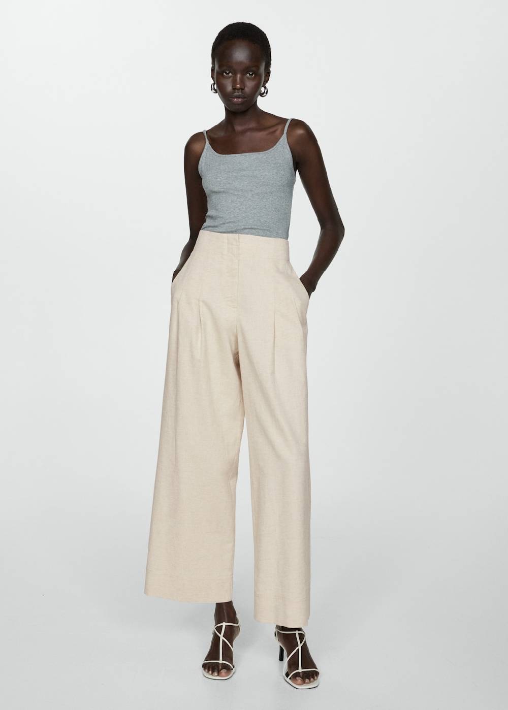 Mango Wideleg-Bundfaltenhose Black Friday Preise
