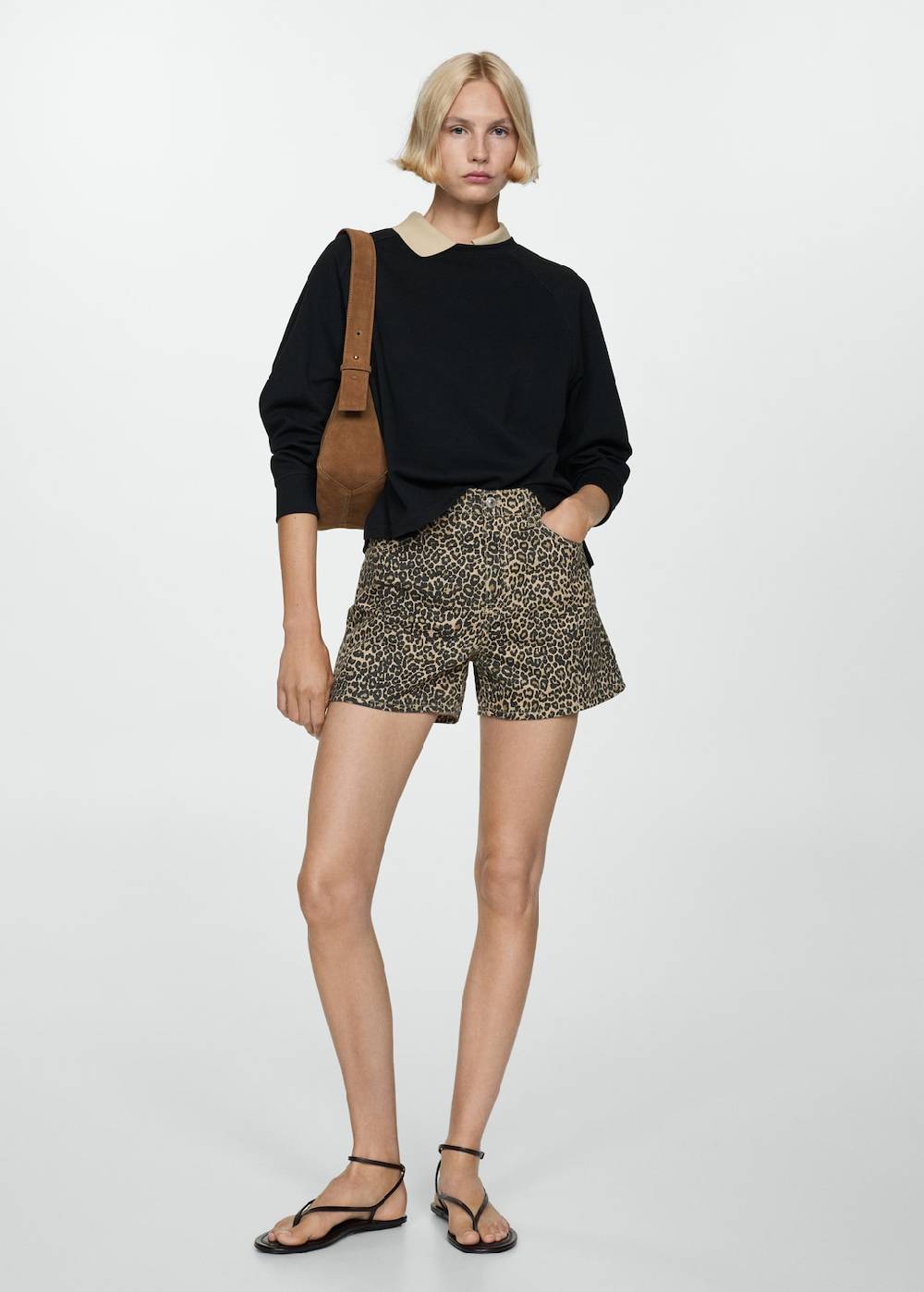 Mango Gerade Shorts mit Leopardenmuster 2025