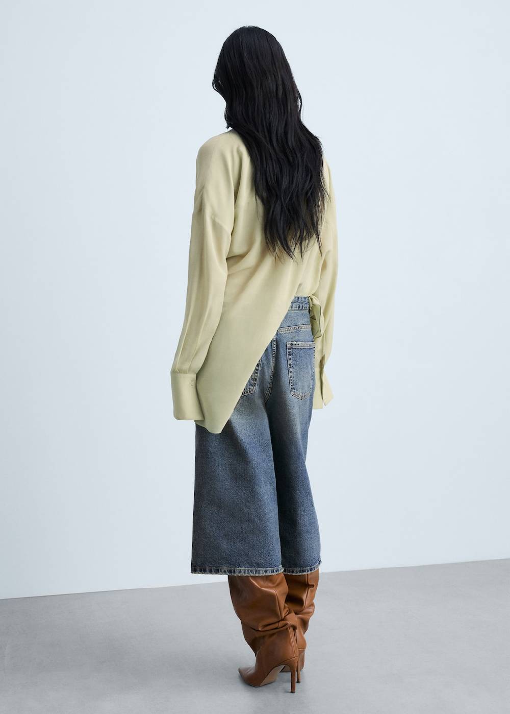 Mango Wideleg-Jeans-Bermudashorts Großer Ausverkauf