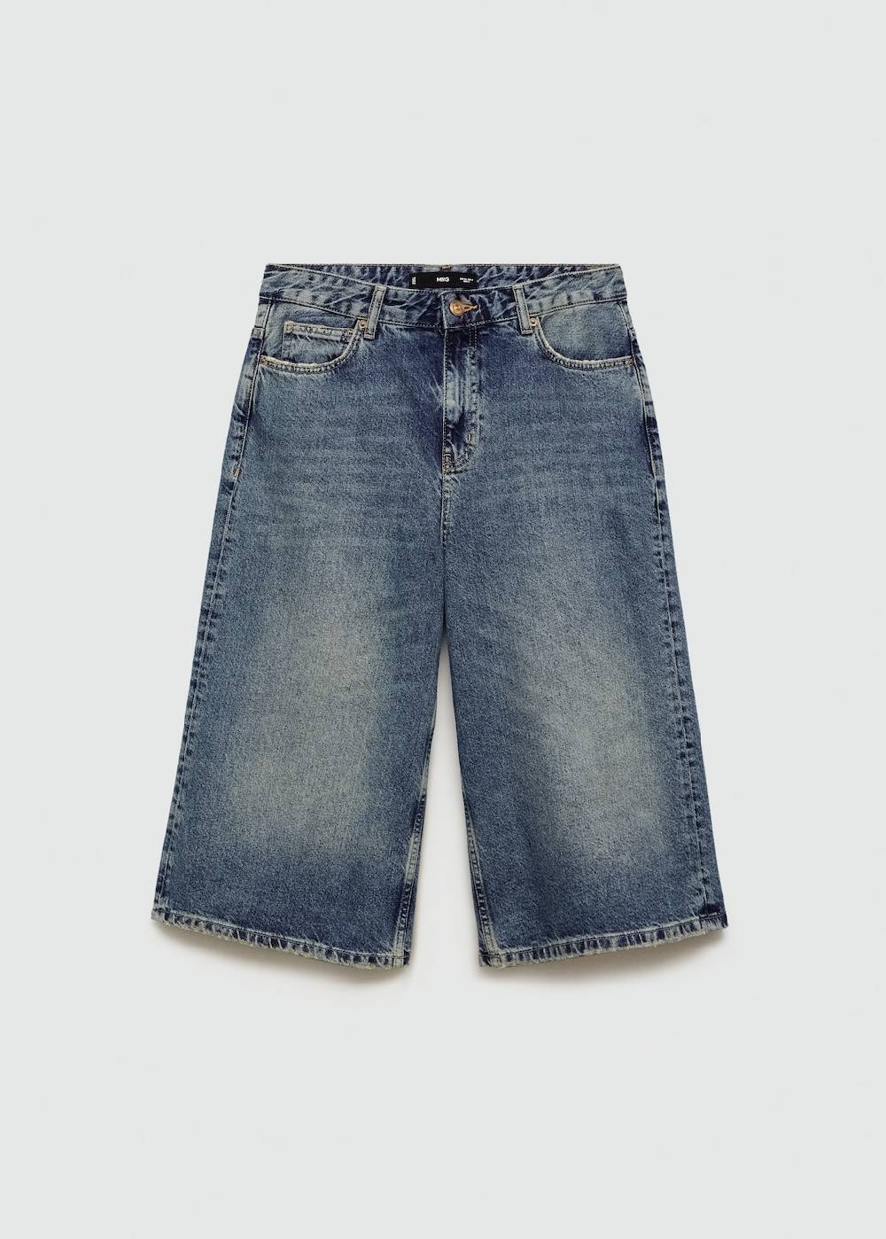 Mango Wideleg-Jeans-Bermudashorts Großer Ausverkauf