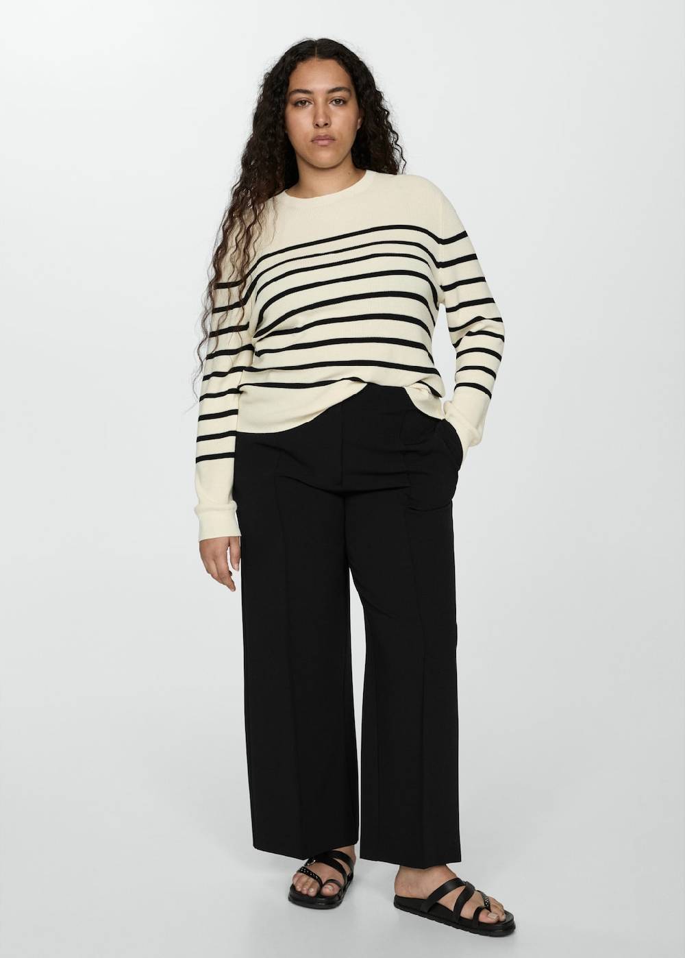 Mango Gerade Hose mit Knöpfen Online Outlet