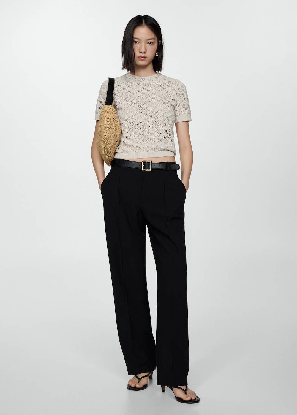 Mango Gerade Bundfaltenhose