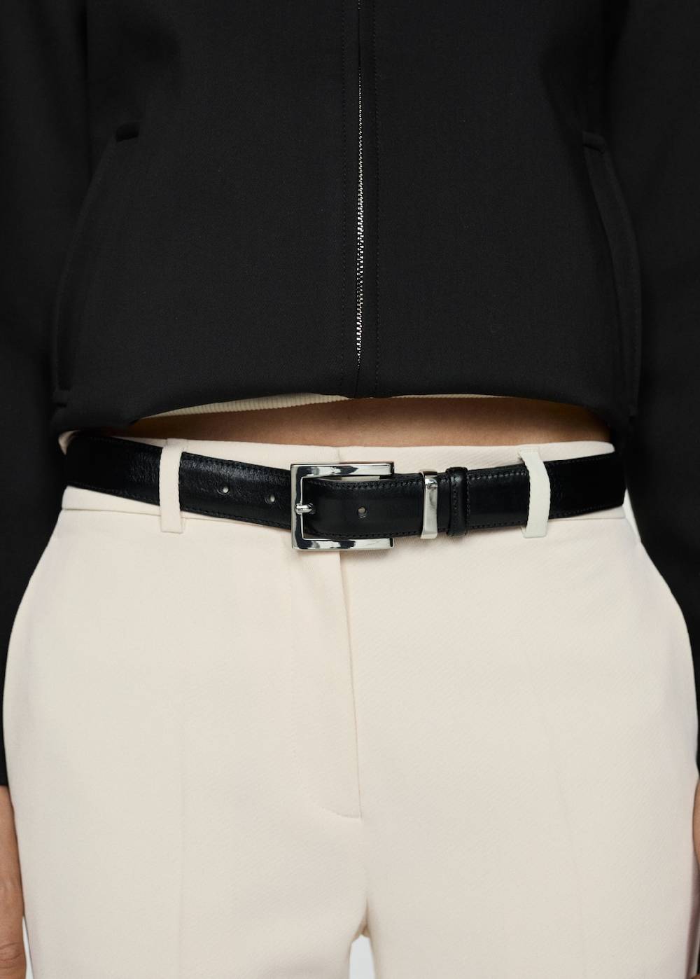 Mango Gestreifte Wideleg-Hose Große Rabatte