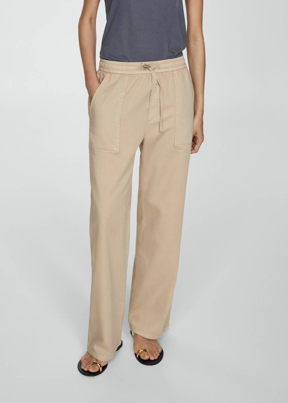 Mango Baumwollhose mit Gummibund