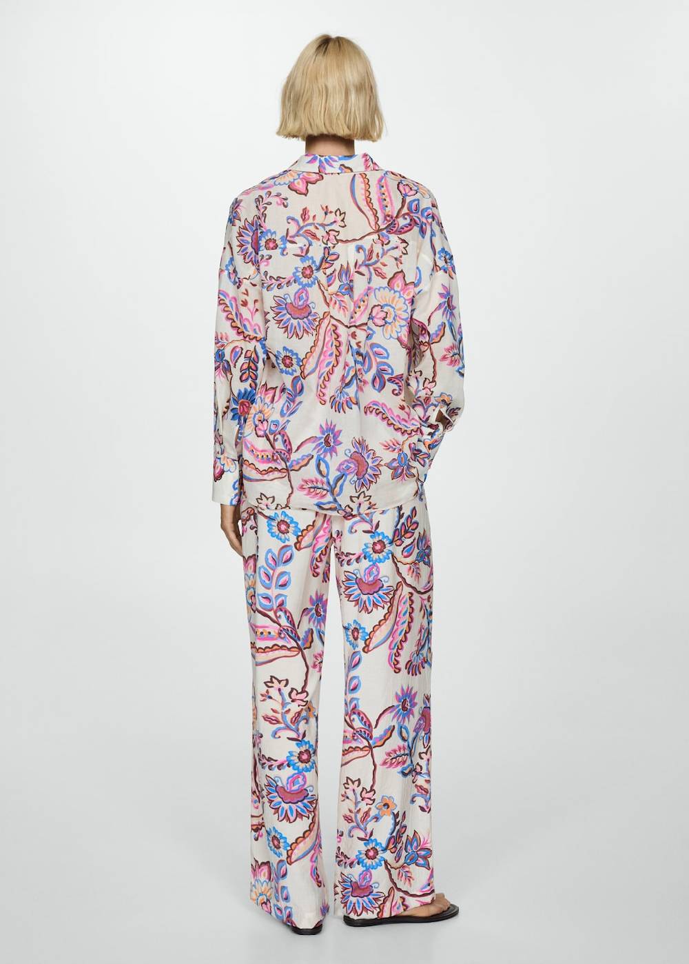 Mango Gerade Hose mit floralem Print Sonderangebot der Fabrik
