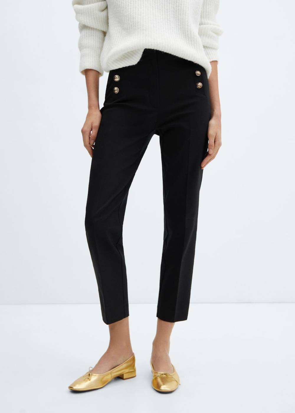 Mango Crop-Hose mit Knöpfen
