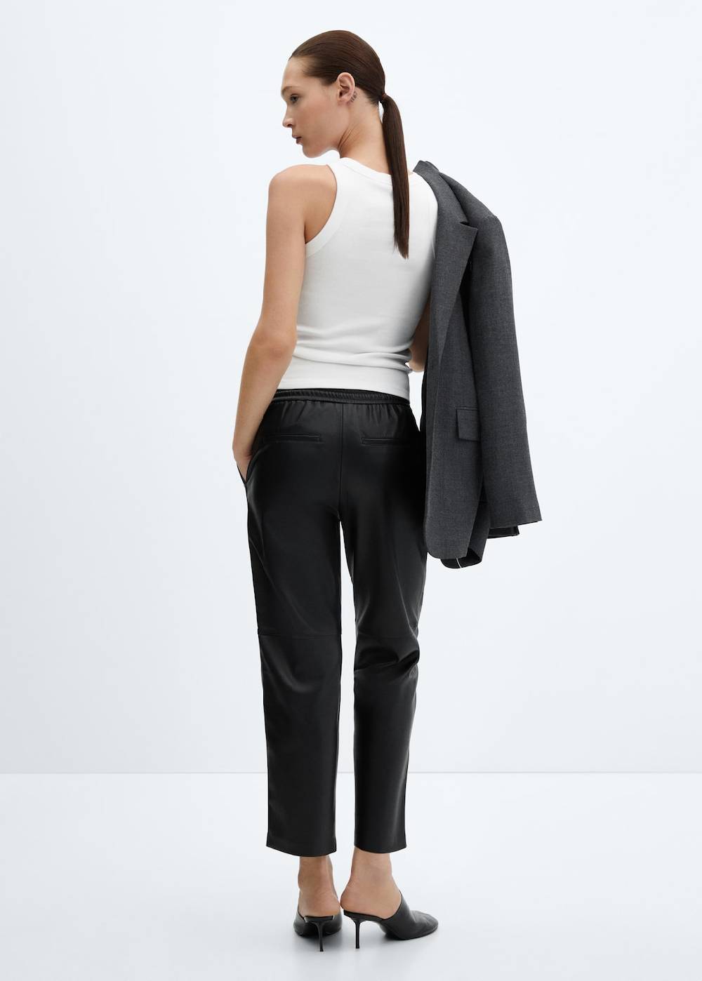 Mango Hose mit Stretchbund und Leder-Effekt Clearance-Verkauf