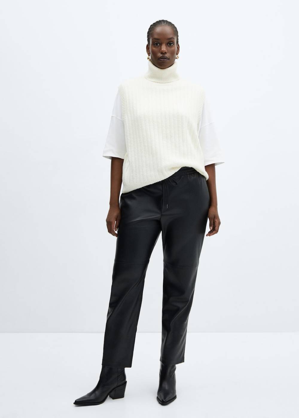 Mango Hose mit Stretchbund und Leder-Effekt Clearance-Verkauf