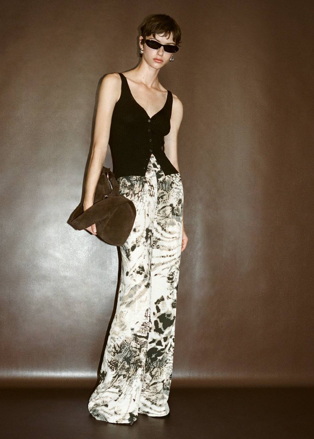 Mango Fließende Hose mit Animal-Print Kostenloser Versand international