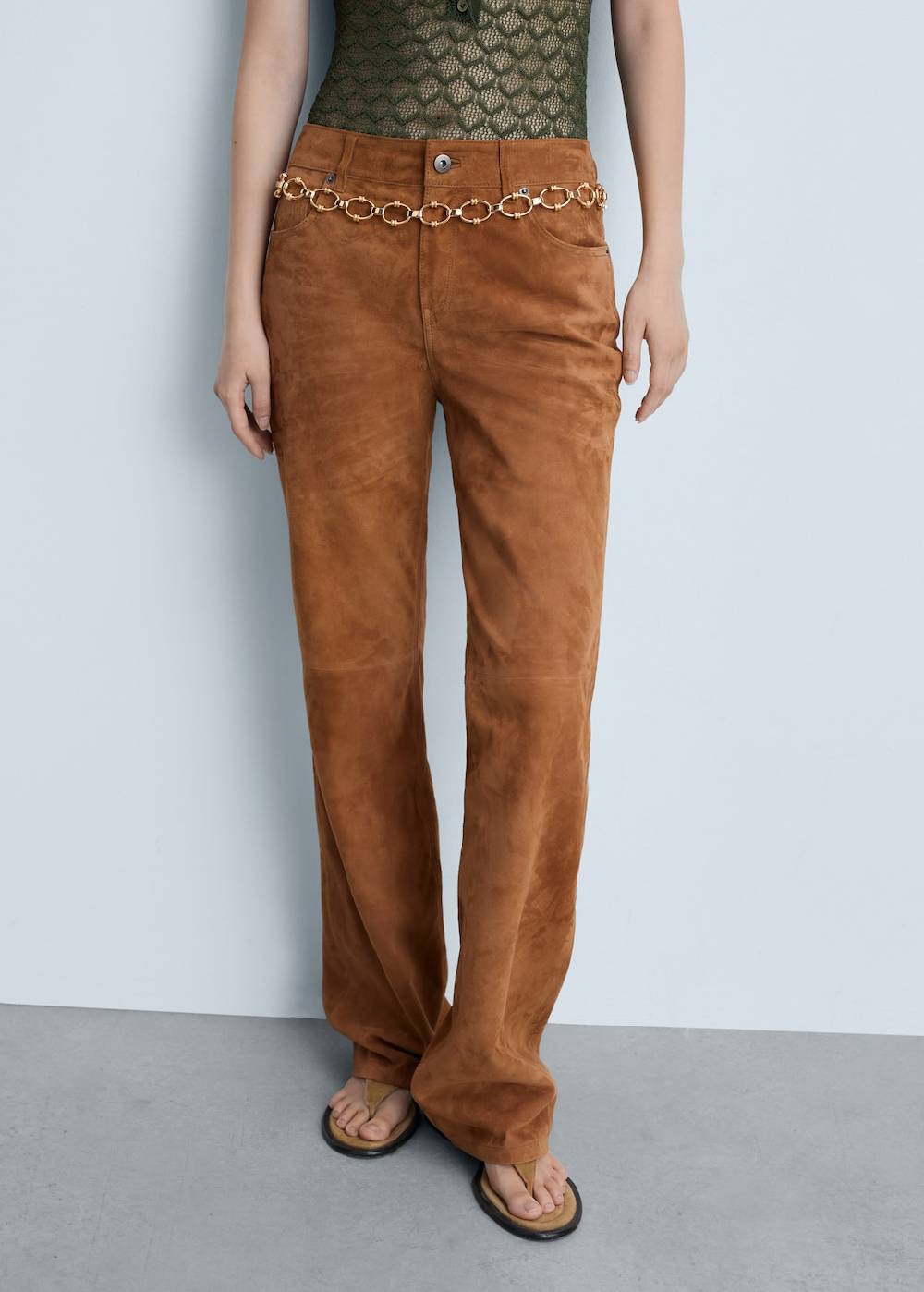 Mango Straight Fit Lederhose