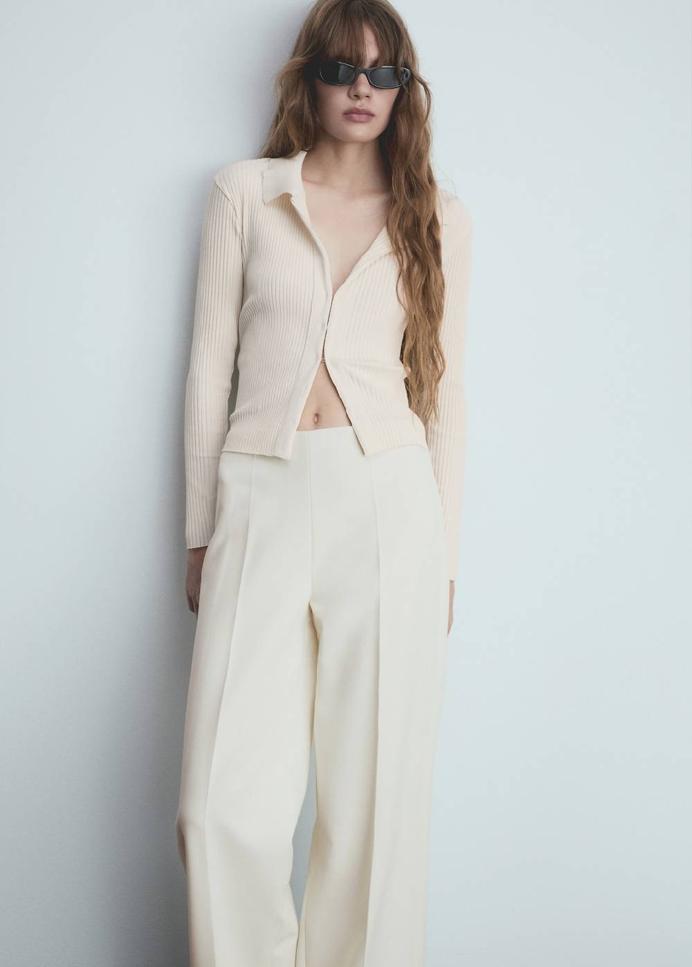 Mango Wideleg-Bundfaltenhose Auslauf