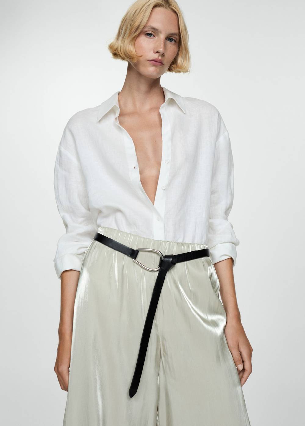 Mango Fließende Satinhose Schlussverkauf