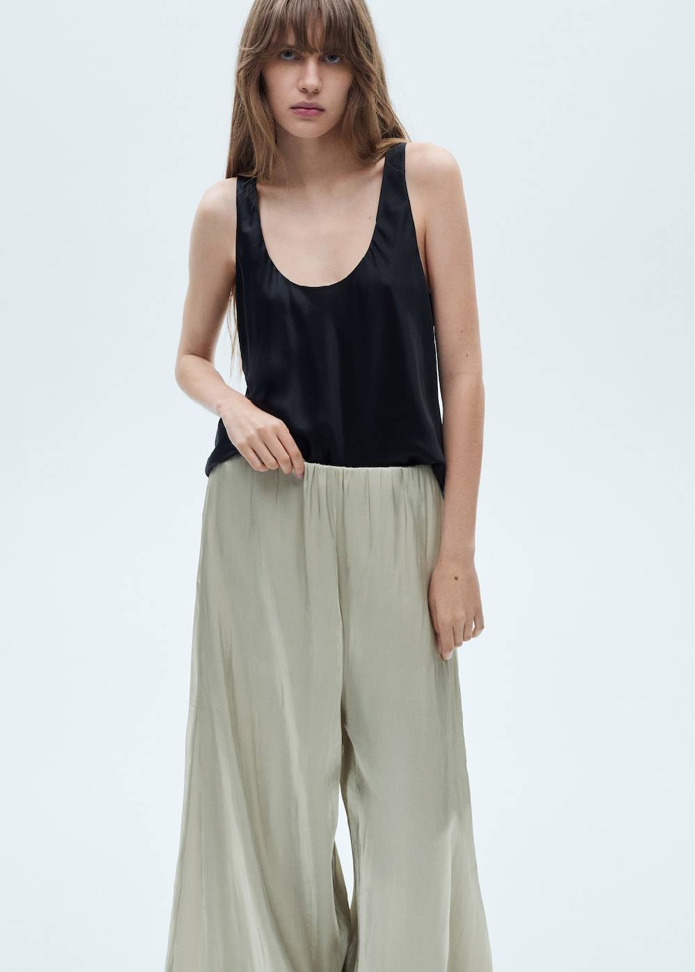 Mango Fließende Satinhose Schlussverkauf