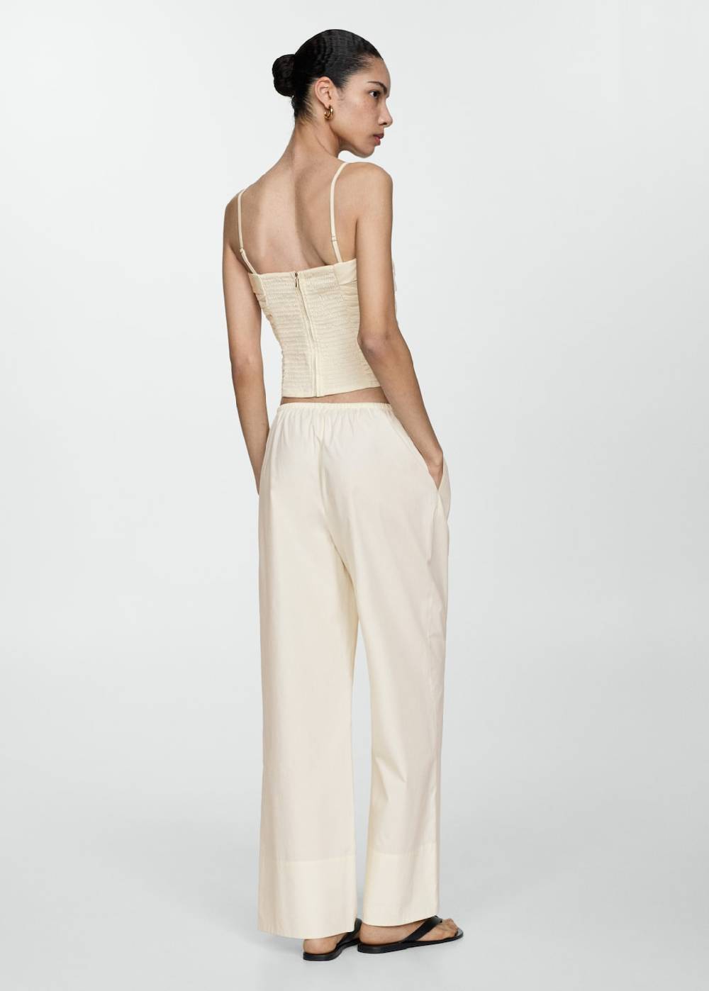 Mango Wideleg-Baumwollhose Kostenloser Versand