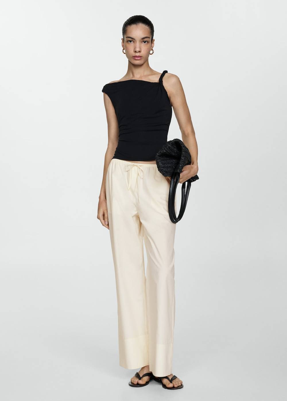 Mango Wideleg-Baumwollhose Kostenloser Versand