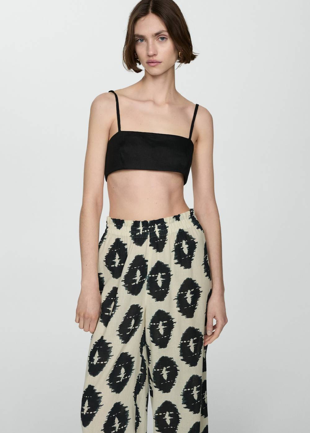 Mango Gemusterte Wideleg-Hose Sonderangebot