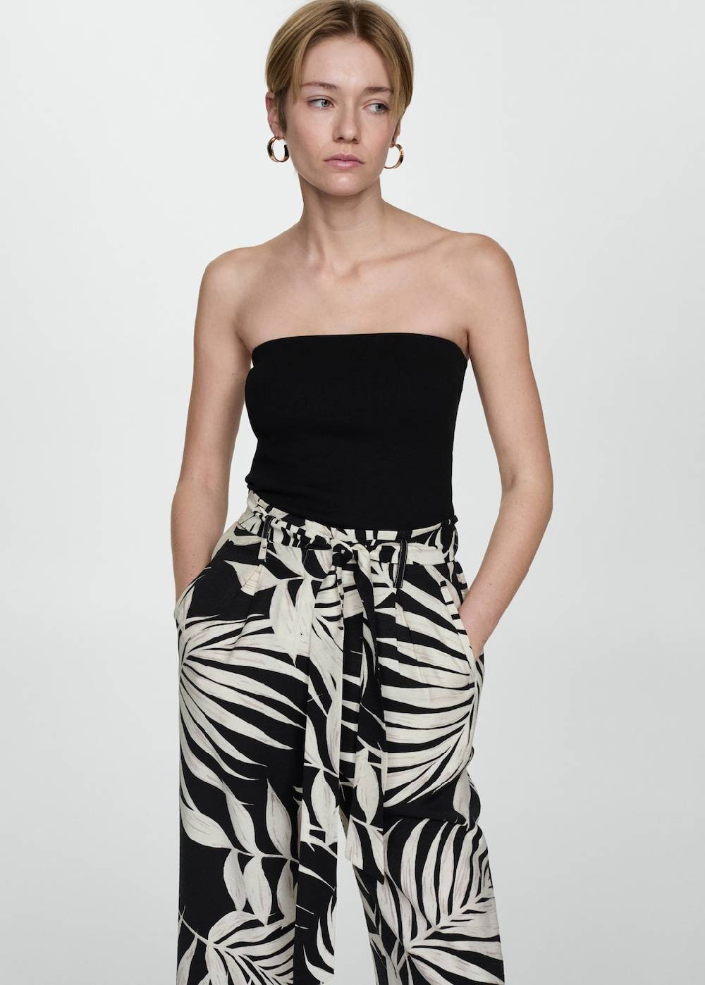 Mango Gemusterte Hose mit Schleife Rabatt