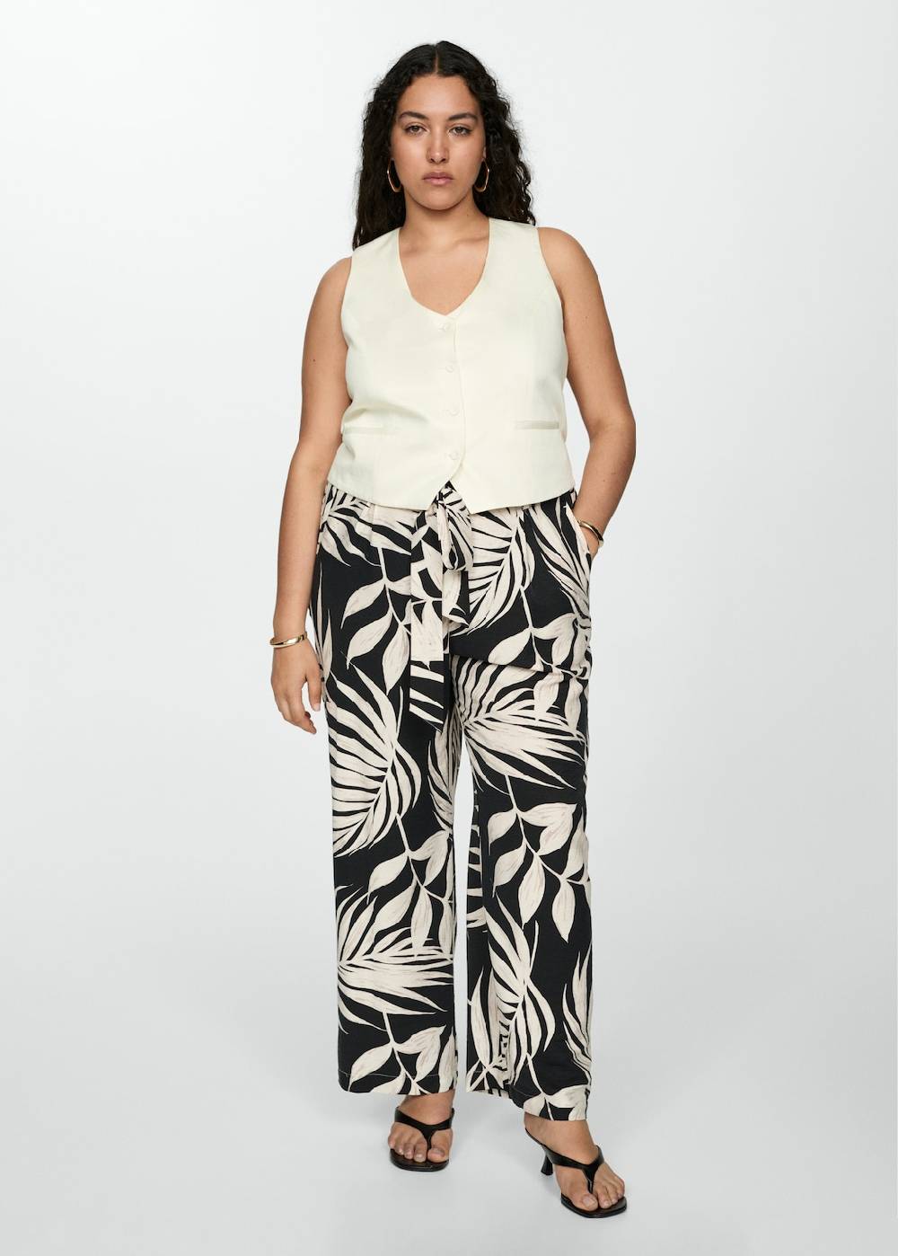 Mango Gemusterte Hose mit Schleife Rabatt