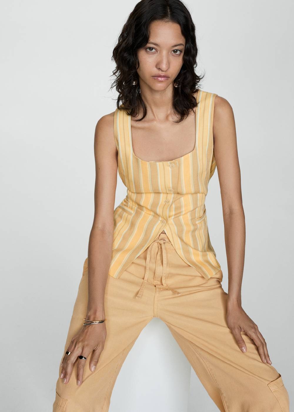 Mango Wideleg-Hose aus Lyocell Großer Ausverkauf
