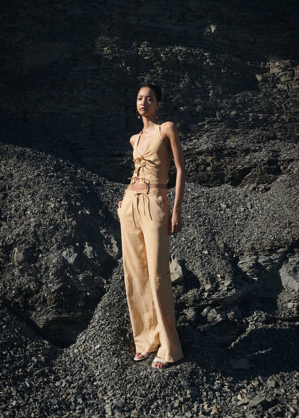 Mango Wideleg-Hose aus Lyocell Großer Ausverkauf
