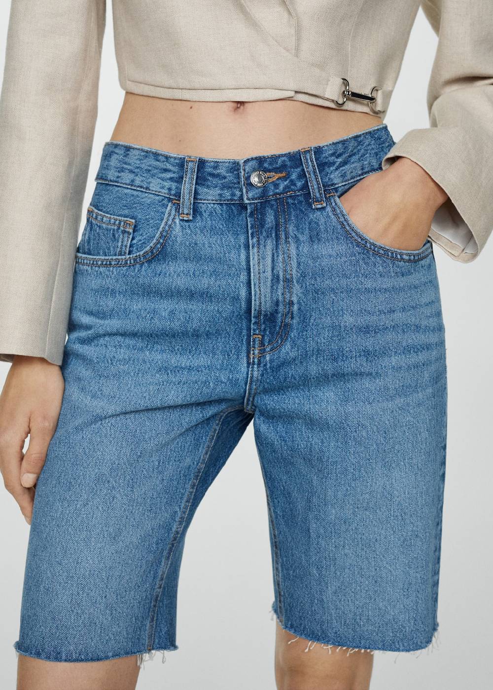 Mango Gerade Jeans-Bermudashorts Exklusivangebot