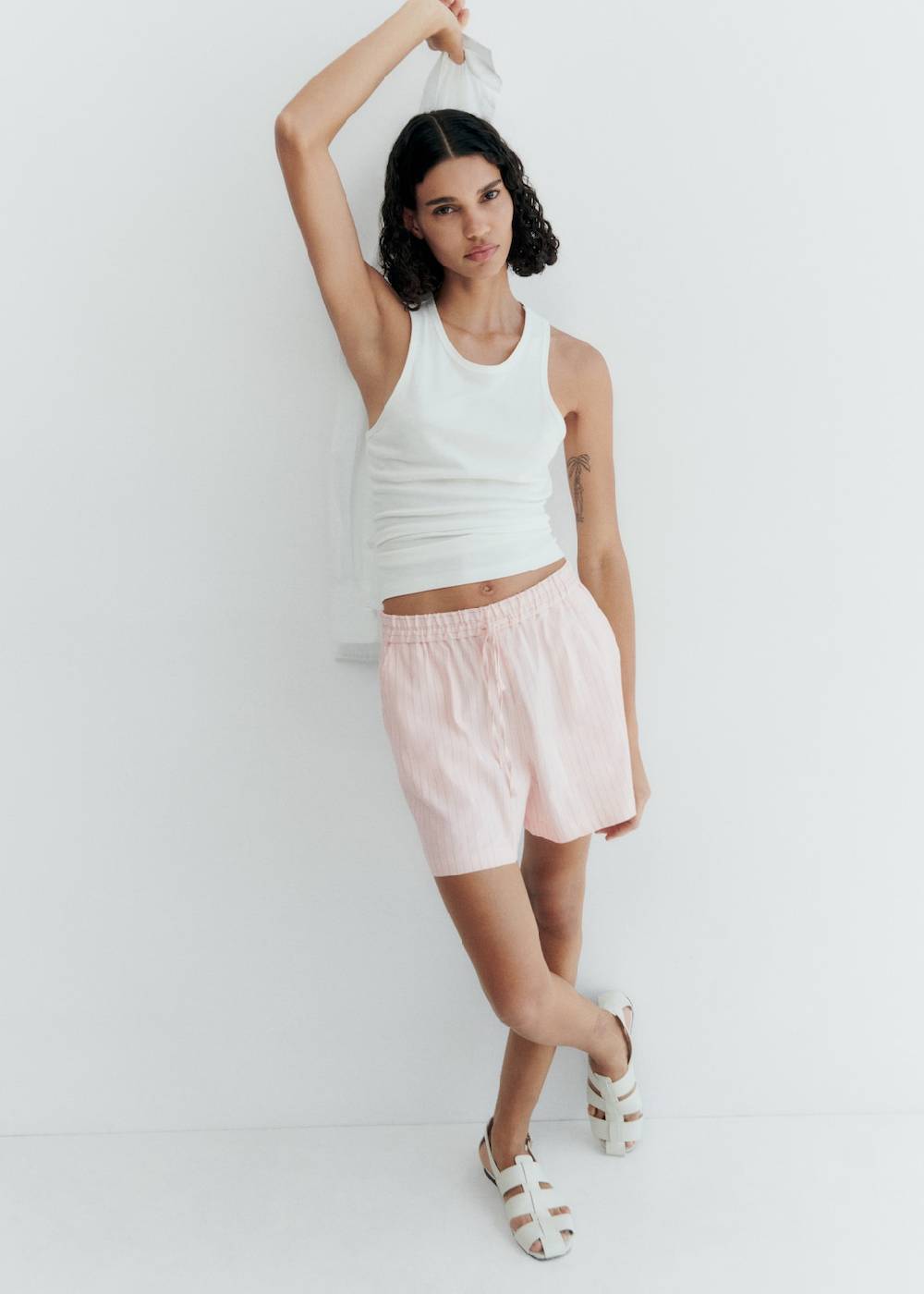 Mango Gestreifte Leinenshorts Preisnachlass