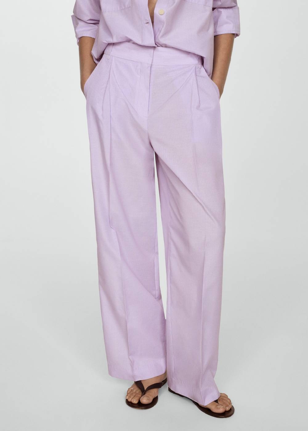 Mango Gestreifte Wideleg-Hose