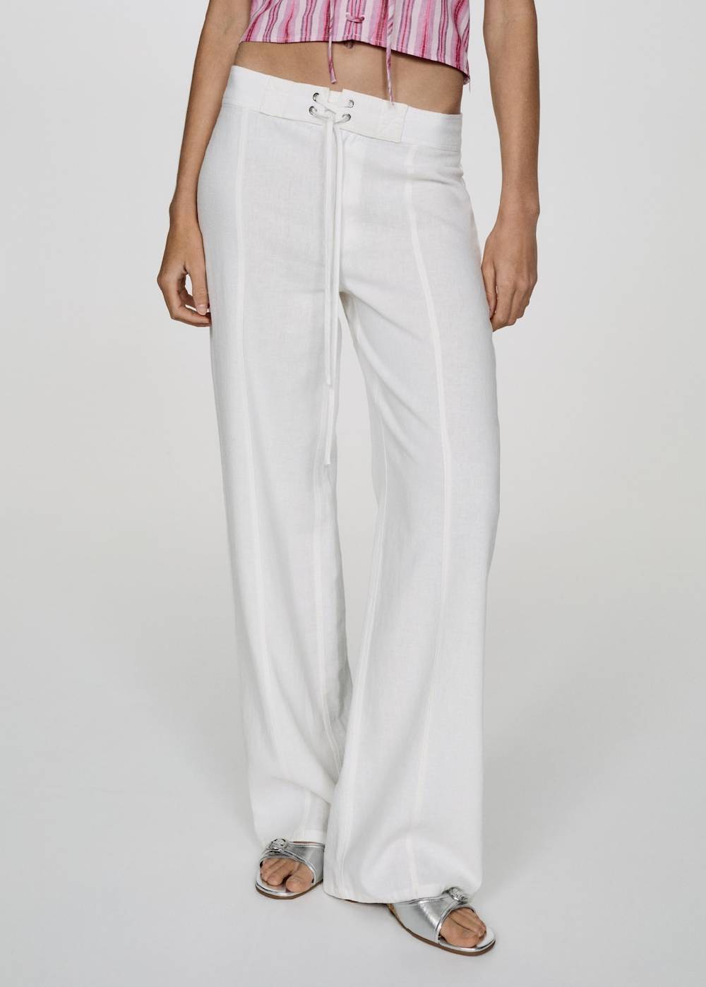 Mango Leinenhose mit Schleifendetail