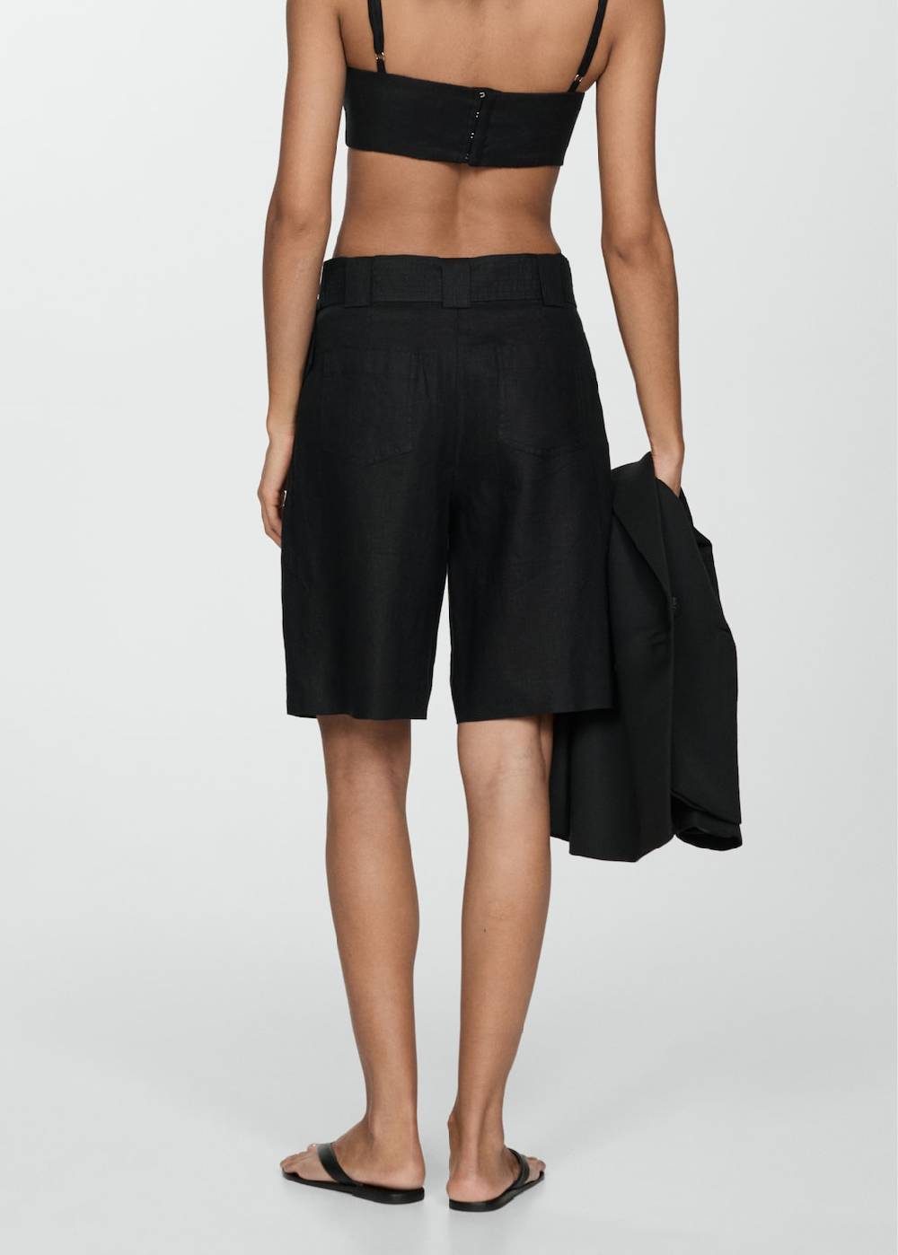 Mango Bermudashorts aus 100 % Leinen mit Gürtel Top Angebot
