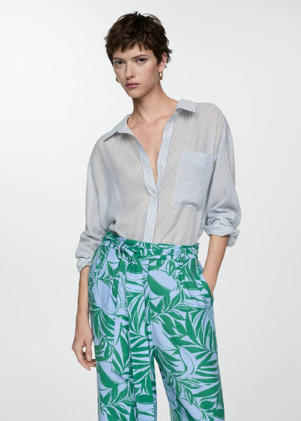 Mango Gemusterte Hose mit Schleife Saisonale Angebote