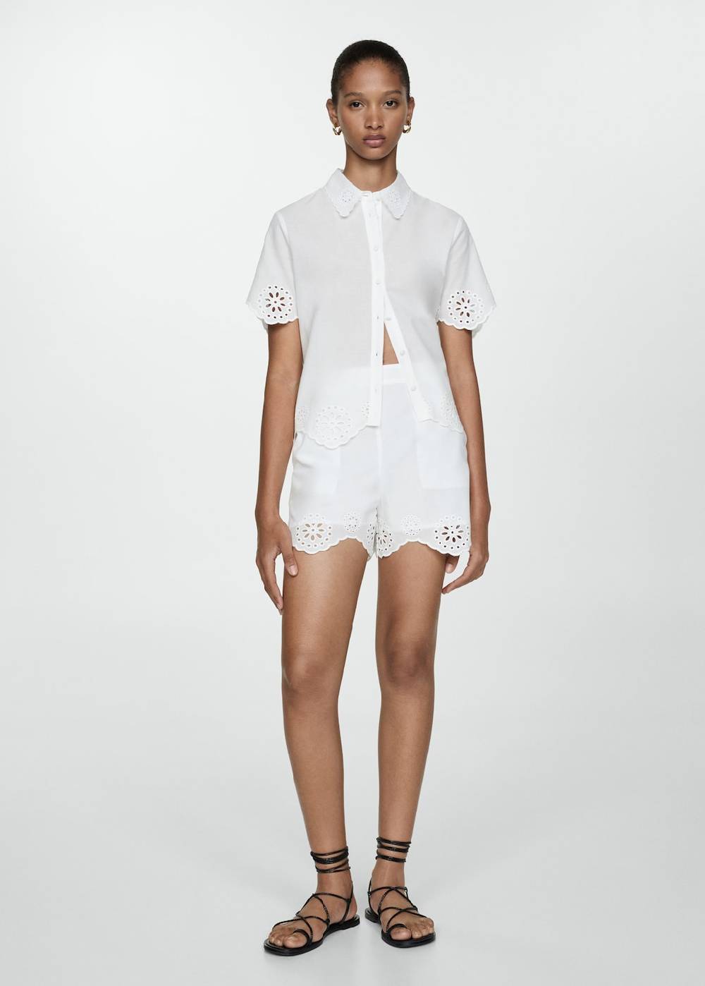Mango Bestickte Lochstrick-Shorts