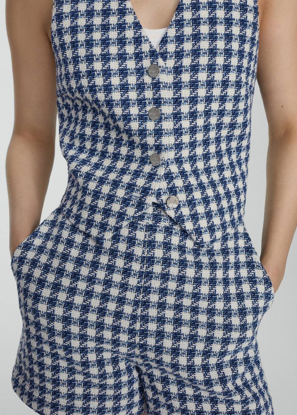 Mango Shorts mit Hahnentrittmuster Sonderangebote