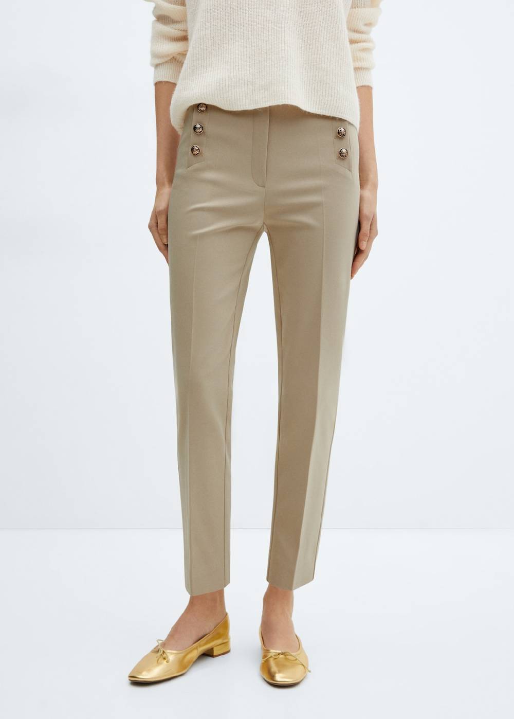 Mango Crop-Hose mit Knöpfen