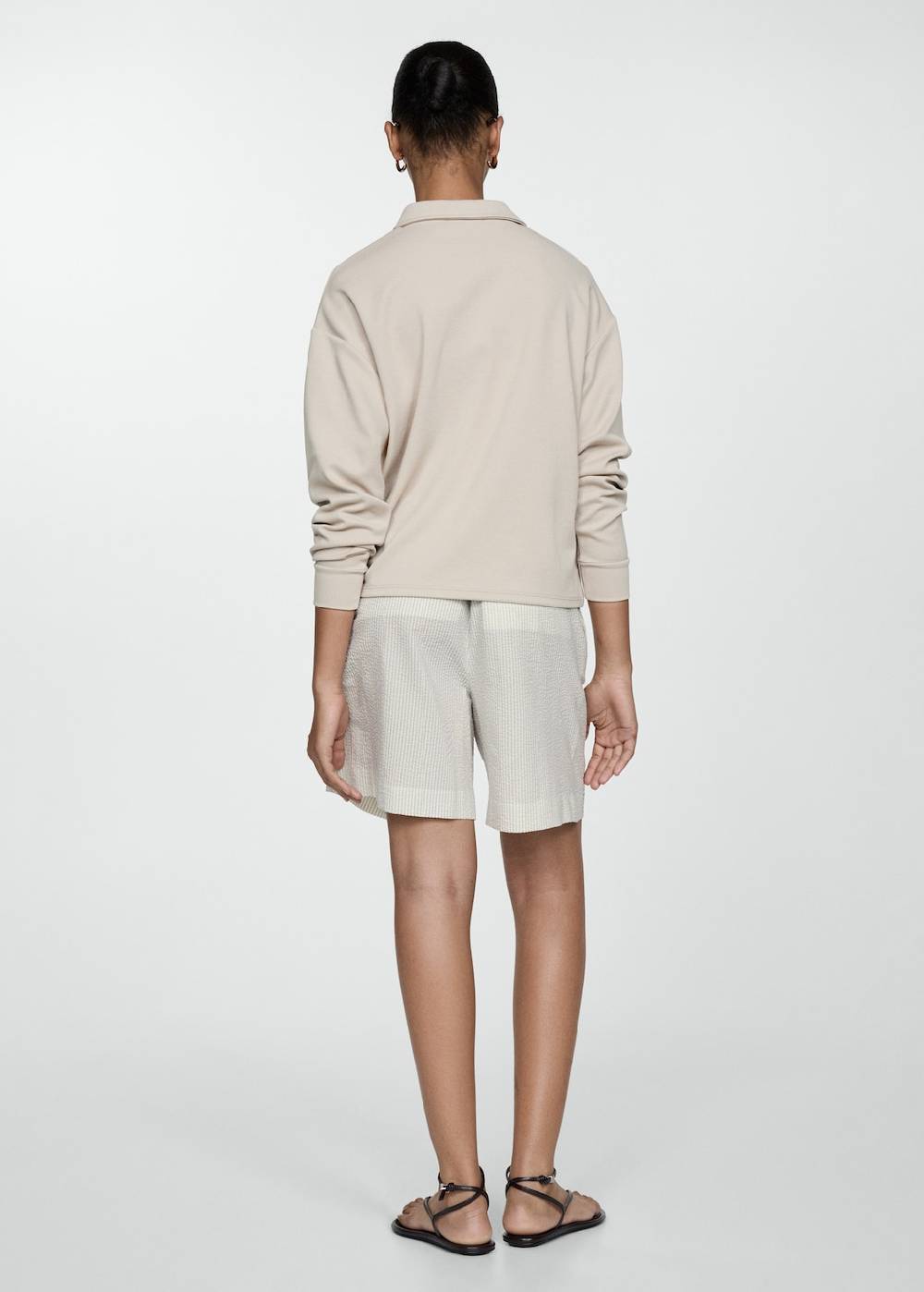Mango Gestreifte Baumwoll-Bermudas im Angebot