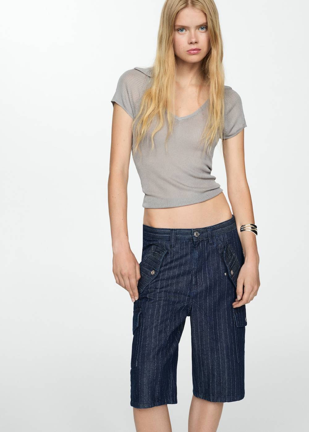 Mango Jeans-Bermudashorts mit Ziernähten Günstiger Verkauf