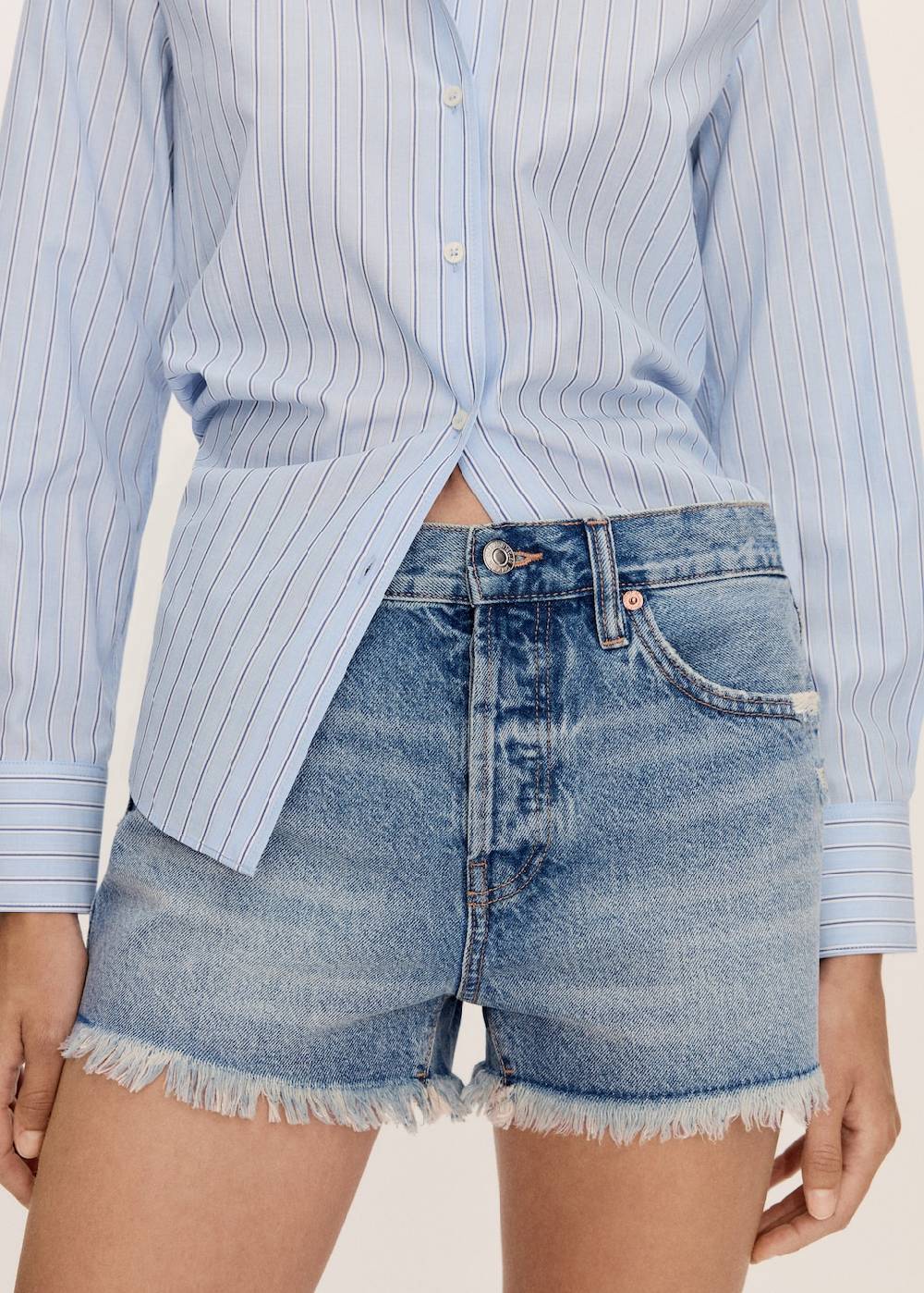 Mango Jeansshorts mit ausgefranstem Saum Blitzverkäufe