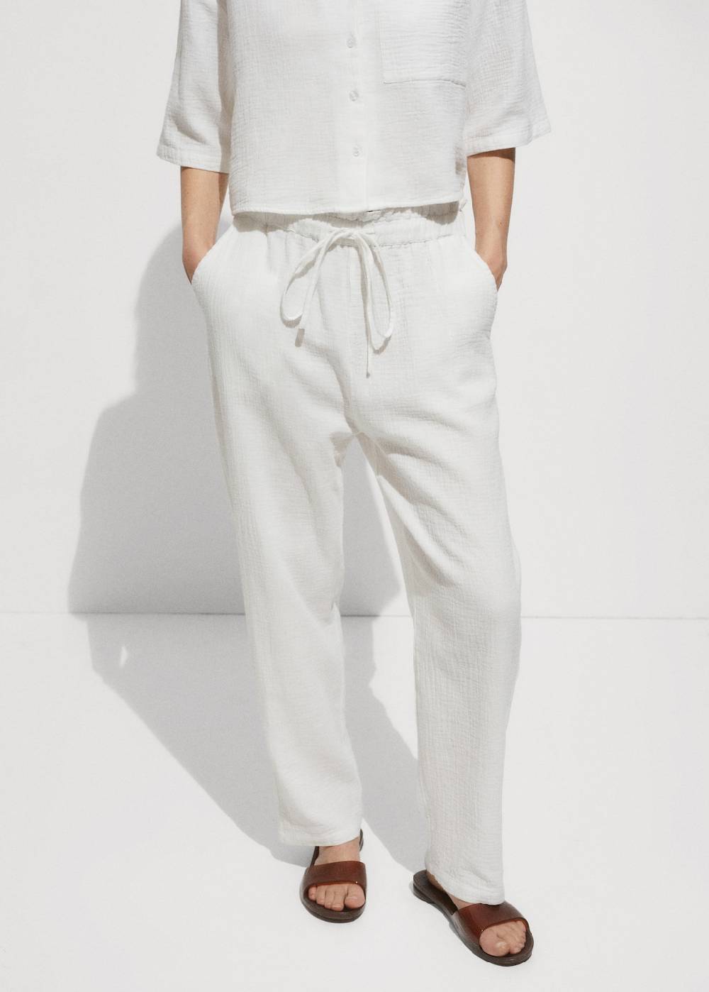 Mango Baumwollhose mit Gummibund