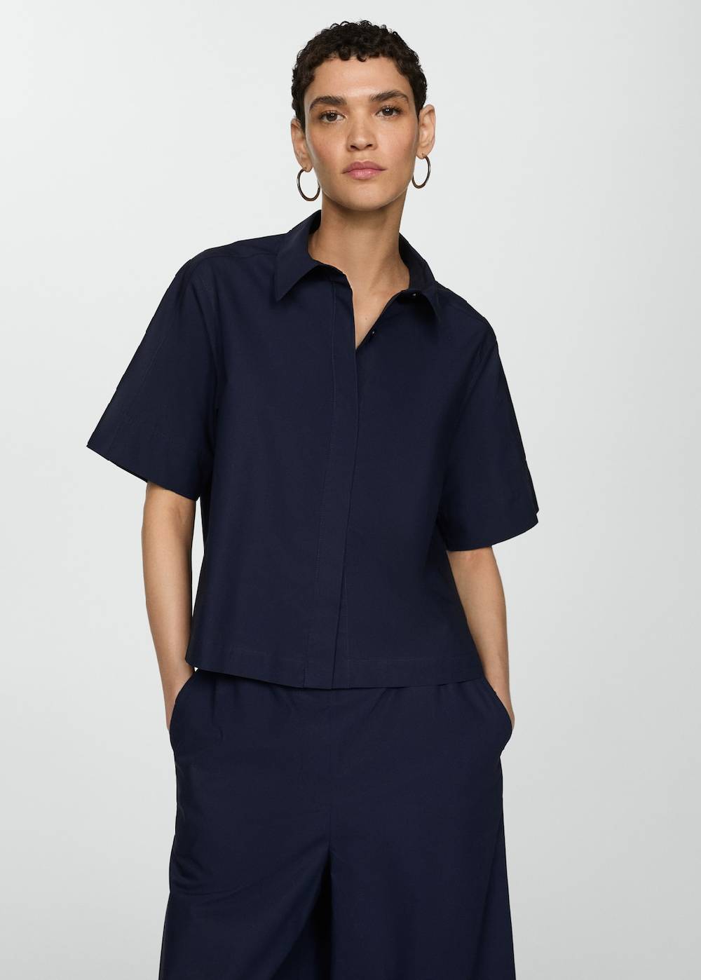 Mango Wideleg-Baumwollhose Heißer Verkauf
