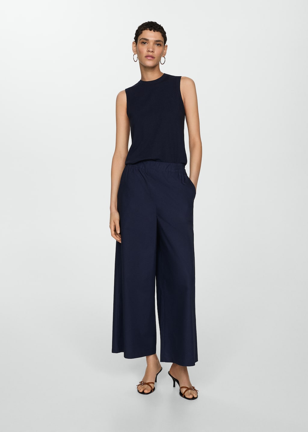 Mango Wideleg-Baumwollhose Heißer Verkauf
