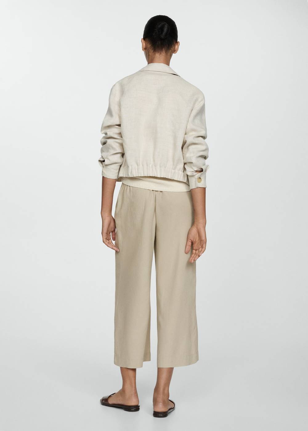 Mango Wideleg-Leinenhose Online Outlet