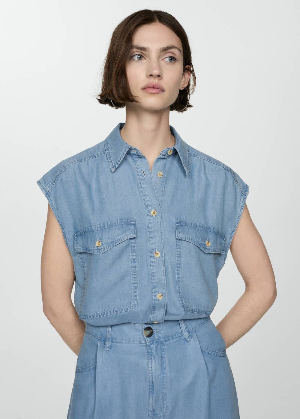 Mango Bermudashorts aus Lyocell mit Bundfalten Blitzangebot